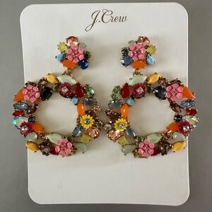 J. Crew Vibrant Floral Multicolor Hoop Earrings